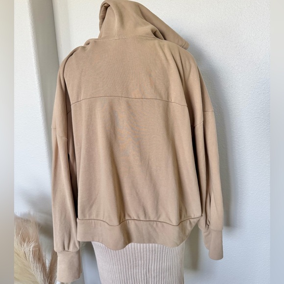 Kimberly C - Women's Cropped Boxy Tan Zip Up hoodie - Picture 6 of 12